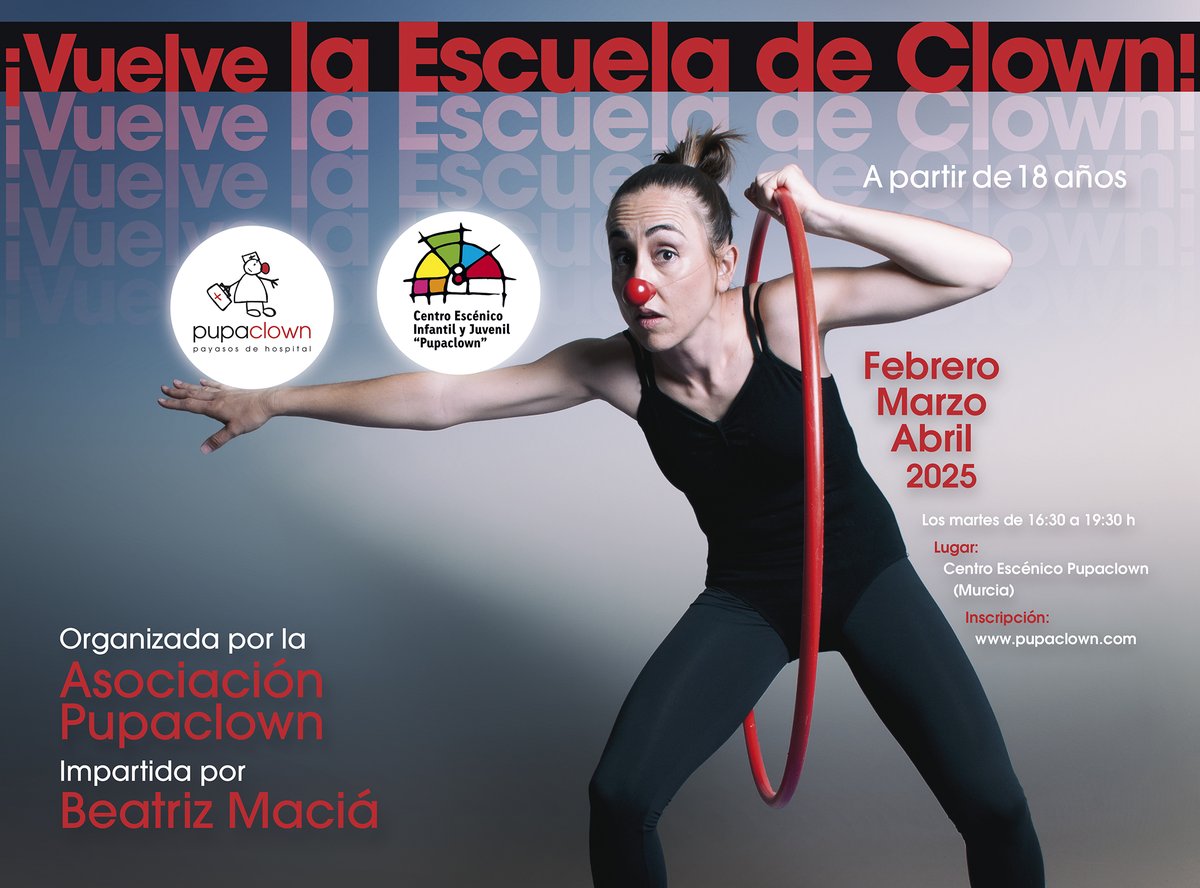 ¡Vuelve la Escuela de clown! 👏 Organizada por la Asociación Pupaclown en colaboración con la Fundación Pupaclown (<a href="/CentroPupaclown/">Pupaclown</a>) e impartida por Beatriz Maciá (actriz, directora y pedagoga).

¡Ya sabes lo que nos gusta el clown! Si te interesa a ti también, continúa leyendo⏬