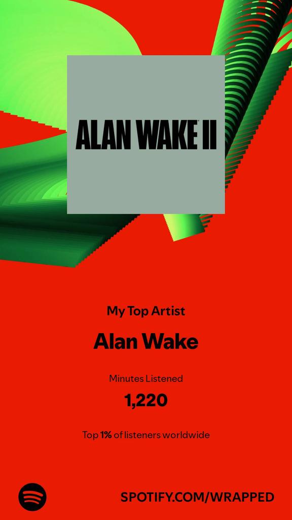 ViperNinja90's tweet photo. Could say I listened to a lot of Alan Wake 2 music this year. My favorite game ever, I'd say @remedygames #SpotifyWrapped 
https://t.co/dzV5xBBGbR https://t.co/irWjZBkr0s