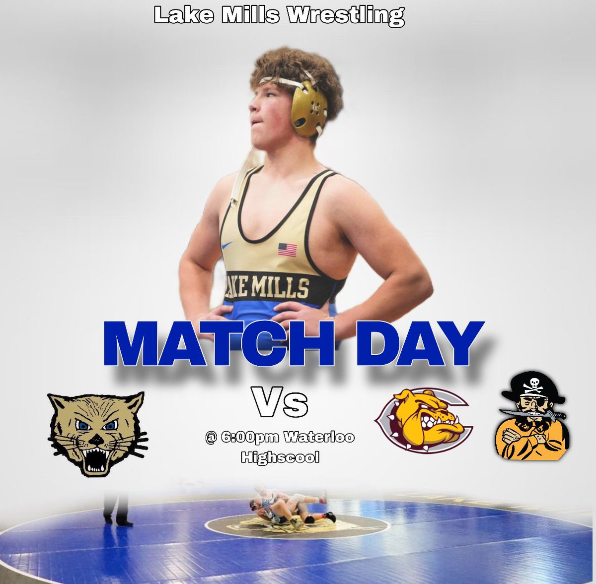 lmhswrestlingWI's tweet photo. And it begins! Your L-Cat wrestlers’ season kicks off tonight, 6 pm, @ Waterloo High School against Waterloo and West Allis Central. #LCatPride https://t.co/fRHf5iHLPx