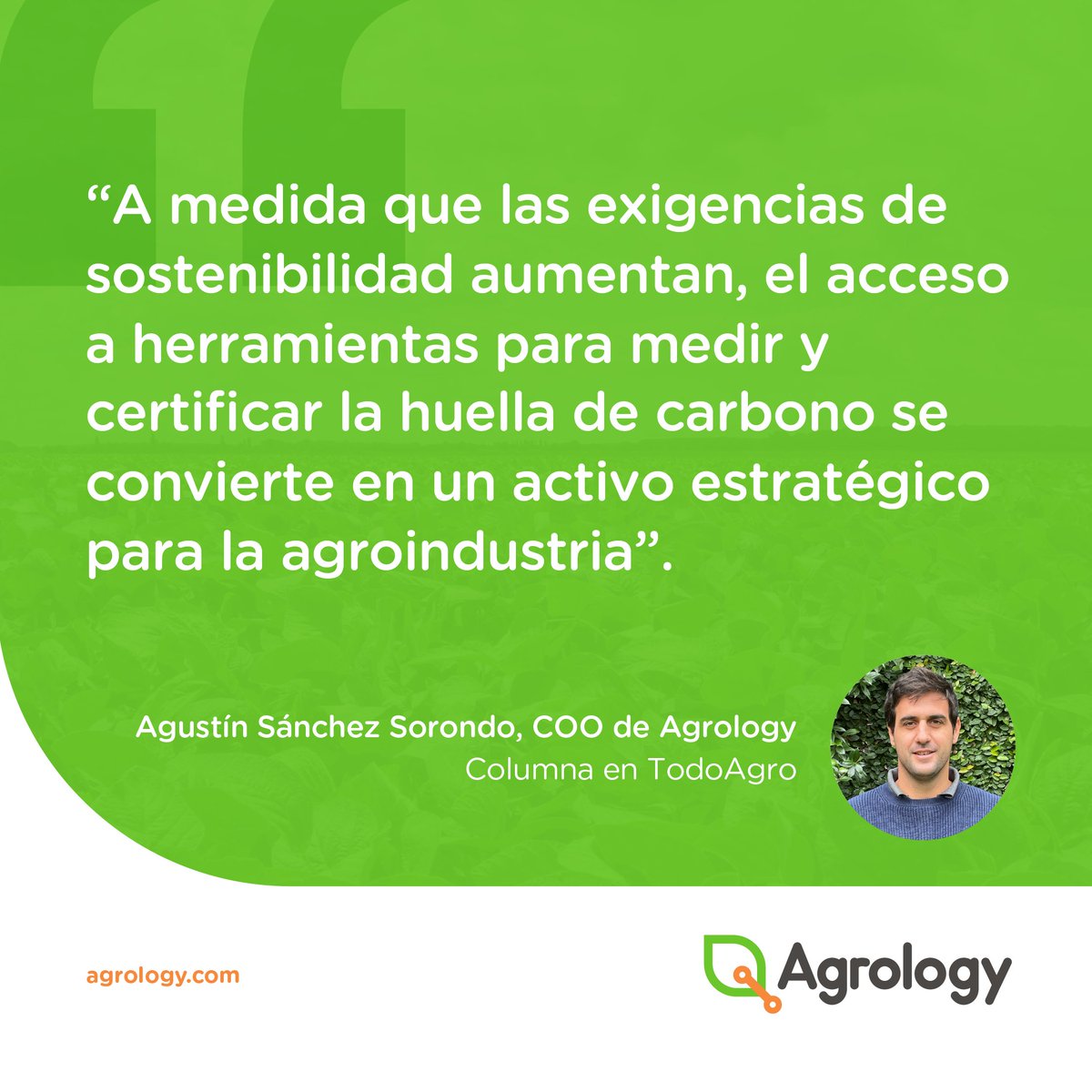 Les compartimos un cita de la columna de Agustín Sánchez Sorondo COO de <a href="/agrologyagro/">@agrologyagro</a> en el medio <a href="/TodoAgro/">TodoAgro</a> 👇 ¡Gracias por invitarnos a participar!✍️ Conocé nuestras herramientas en agrology.com