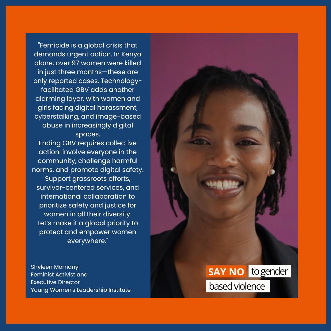 🗣️Our Youth Advisory Committee member <a href="/shyleen_momanyi/">@Shyleen_momanyi</a>  shares an important message about ending femicide and GBV.

#16Days