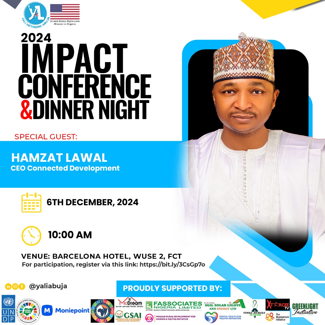YALIAbuja's tweet photo. Our very own ‼️
@HamzyCODE (CEO of Connected Development) will be live as a special guest at the 2024 IMPACT CONFERENCE
Register here to attend physically or virtually
https://t.co/WBwaKb0W5p
Date: 6th December 2024
Venue: Barcelona Hotel, Wuse 2
Time: 10 am
#globalrelevance https://t.co/hTzgXbkcCa