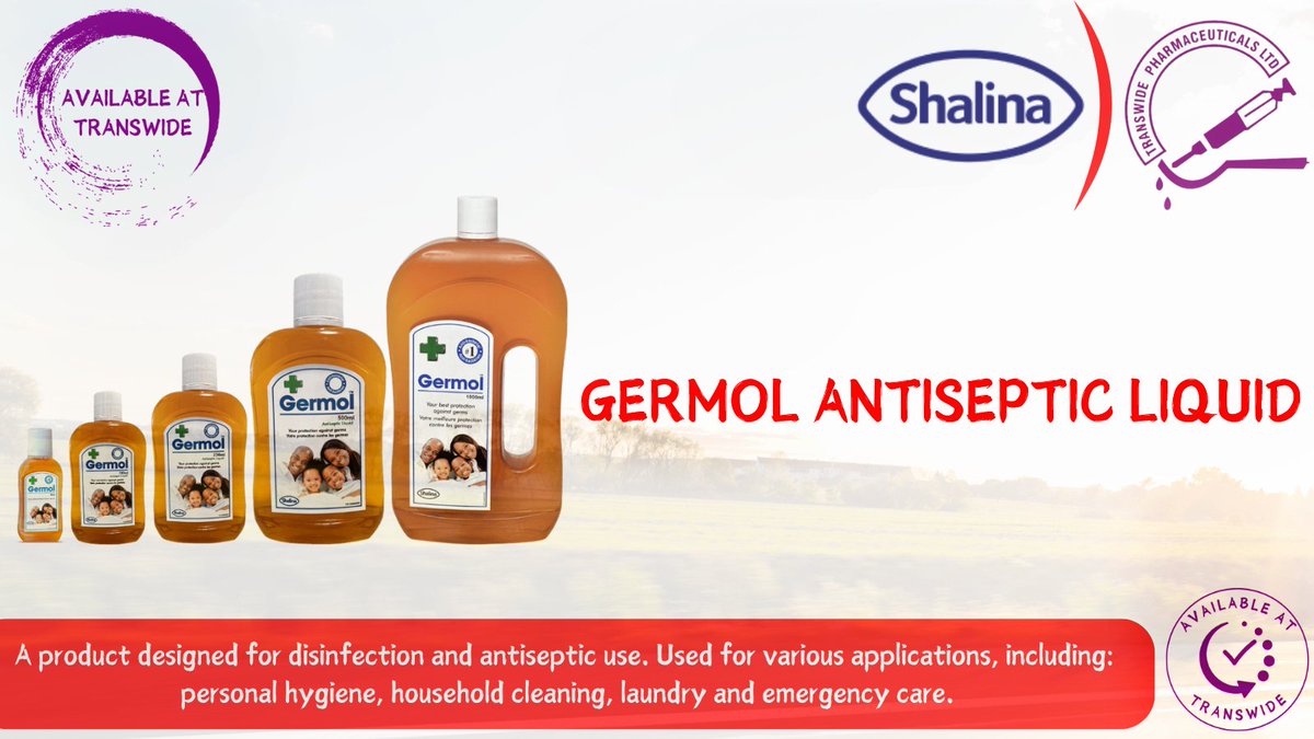 Transwidepharm's tweet image. Germol: A Must-Have in every clinic and pharmacy, Now at Transwide.
#germol #pharmasupplies #productfeaturethursday