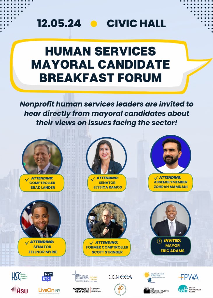 Join us this morning at 9 am to learn about NYC mayoral candidates’ plans to address challenges for human service providers.

Watch the event here: youtube.com/live/RFmINOKhf…

Thank you to <a href="/HSC_NY/">#JustPay | Human Services Council of New York</a> and <a href="/NYCETC_org/">NYCETC</a> for your partnership.