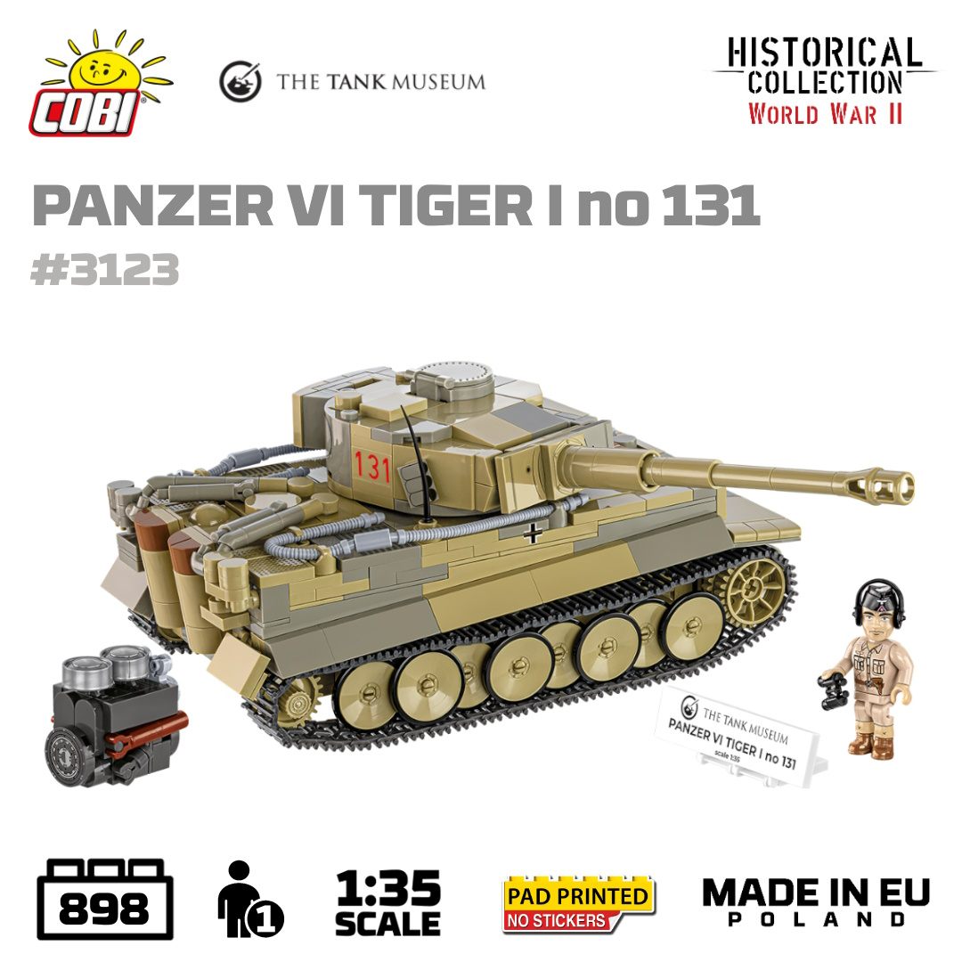 COBI_Bricks's tweet photo. 🚨 New set in the collection! Tiger 131 in 1:35 scale! 🚨
We are proud to present the model of the legendary #Tiger131 tank, created in collaboration with @TankMuseum in the UK! 🎉 The set, numbered COBI-3123, is a real treat for history enthusiasts and construction brick fans.
🌟 What makes this model special?
✅ Historical details – A faithfully recreated Tiger 131, the only fully operational surviving example.
⚙️Features:
▪️Moving wheels and functional tracked drive system.
▪️Rotating turret and movable cannon.
▪️Opening hatches and a removable brick-built engine.
▪️Afrika Korps tank commander minifigure.
▪️1:35 scale – Perfect for display!
▪️A total of 898 pieces to guarantee hours of satisfying fun.
🛡️ European quality – All COBI bricks are manufactured in Poland, in our EU-based factory. This ensures durability and safety!
📜 A quick history lesson
Tiger 131 is one of the most famous tanks of World War II. Captured by the British in 1943 in Tunisia, it has since become an icon of armored history. Today, you can see it on display at The Tank Museum in Bovington.
🛒 Available now! Don’t wait – get your own model and feel like the commander of the legendary Tiger 131.
https://t.co/spDEs0H9Jn