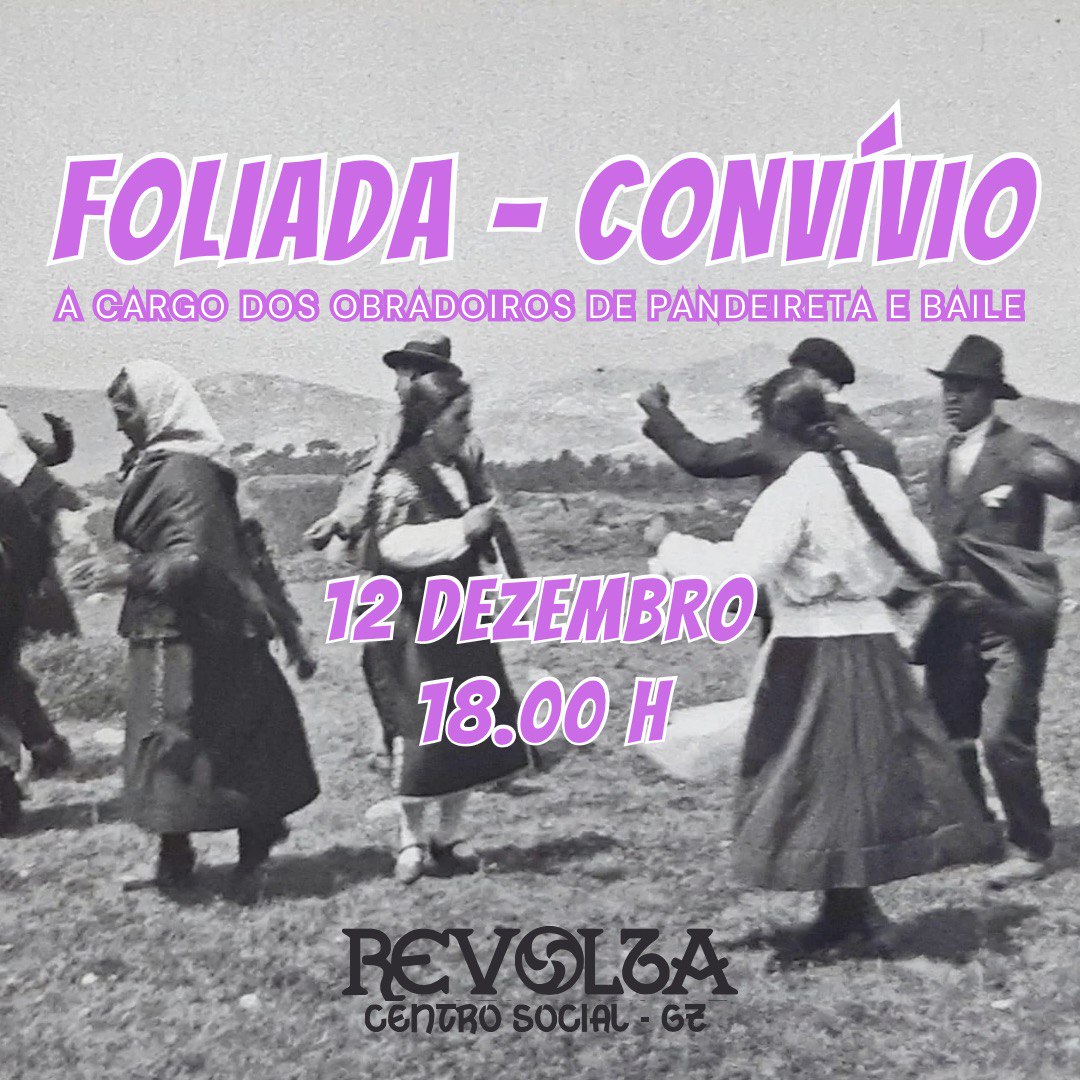 🔸O 12 de dezembro é dia de foliada!

Será umha jornada de convívio onde as alunas dos obradoiros de pandeireta e baile ponherám em comum o aprendido no que levamos de curso.

Anima-te e vem foliar com nós! 🥁🎻🪗