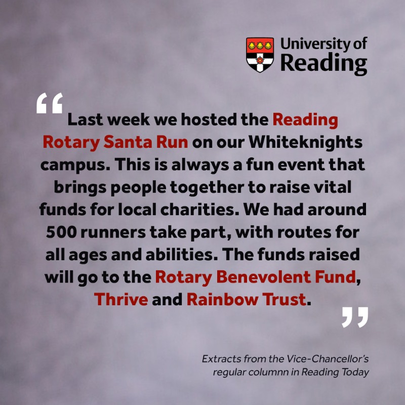 UniofReading's tweet photo. December is here, and while we start shopping for gifts, many of us are also thinking about the seasonal tradition of looking out for those less fortunate than ourselves.
Speaking in his @RdgToday column, @VandeNoort outlined @UniofReading's commitment to charity. #UniForReading