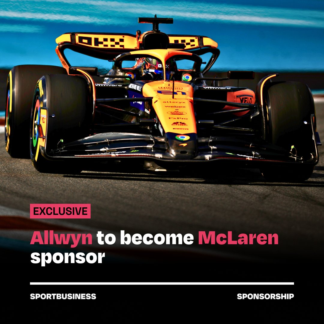 SportBusiness's tweet image. 𝐄𝐗𝐂𝐋𝐔𝐒𝐈𝐕𝐄: Allwyn is set to become a #McLaren sponsor.

The deal is understood to be a major addition to McLaren&apos;s portfolio, placing the lottery operator just below partners like Google, OKX and Mastercard.

Allwyn branding is expected to feature on McLaren’s car and…