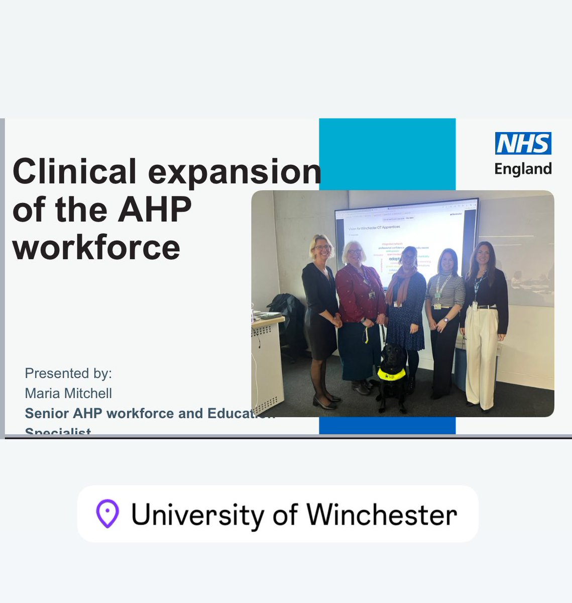 MariaTrotman4's tweet photo. Today i got the pleasure to attend @_UoW occupational therapy degree apprenticeship stakeholder event. 

@_UoW are collaborating with health and social care providers to co produce a OT apprenticeship that is fit for purpose to ensure we have the right workforce. #AHP https://t.co/vjlHx4Y2Ze