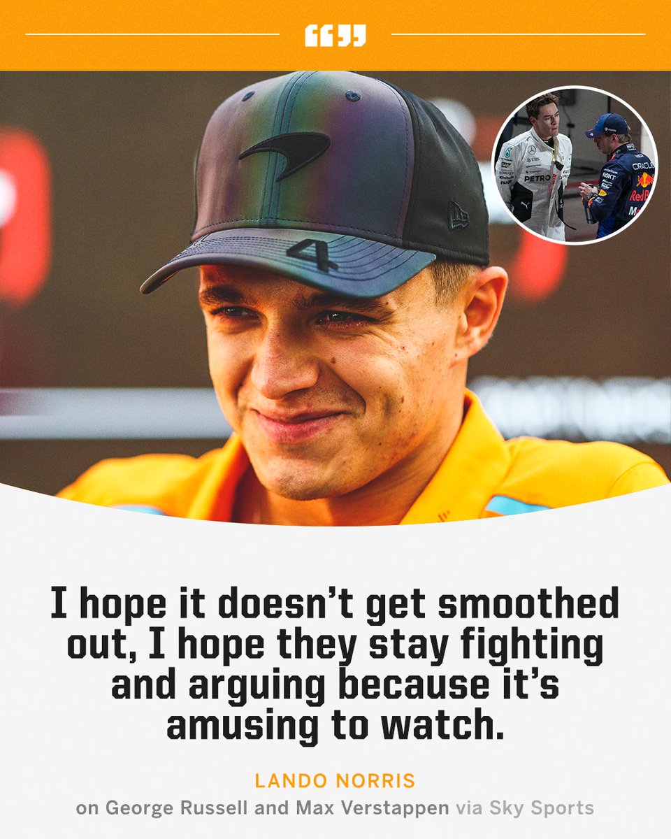 ESPNF1's tweet photo. Lando when asked about the ongoing feud between Max and George 😅 https://t.co/Xp7hbzhh7s