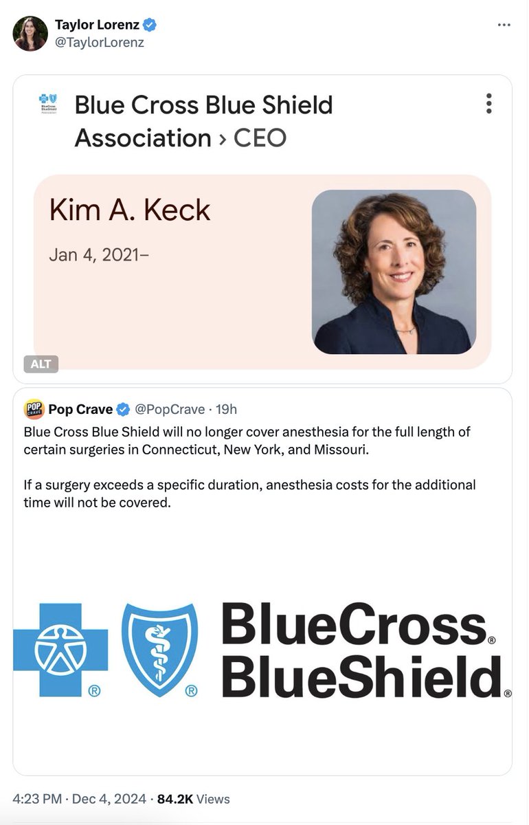 DramaAlert's tweet photo. Former Washington Post journalist Taylor Lorenz dog whistling for more Healthcare CEOs to be killed. https://t.co/uiFm6nUnVn
