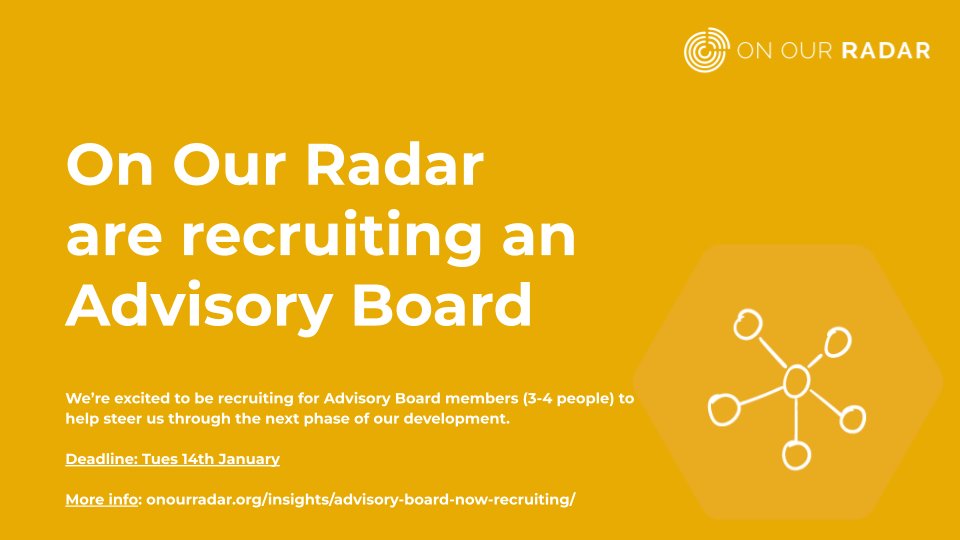 Do you know someone who would like to support an award-winning not-for-profit media organisation in its next phase of development?

📢 We're recruiting for a new advisory board - please share!

Deadline 14th Jan, see here for more information: onourradar.org/insights/advis…