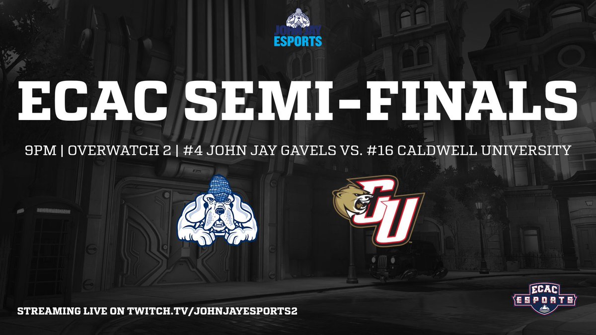 PLAYOFF GAMEDAY! 

John Jay OW Gavels will face off TONIGHT against Caldwell University in the ECAC Semi-Finals! 

Gametime is set for 9pm with the game being streamed live on Twitch.tv/johnjayesports2
