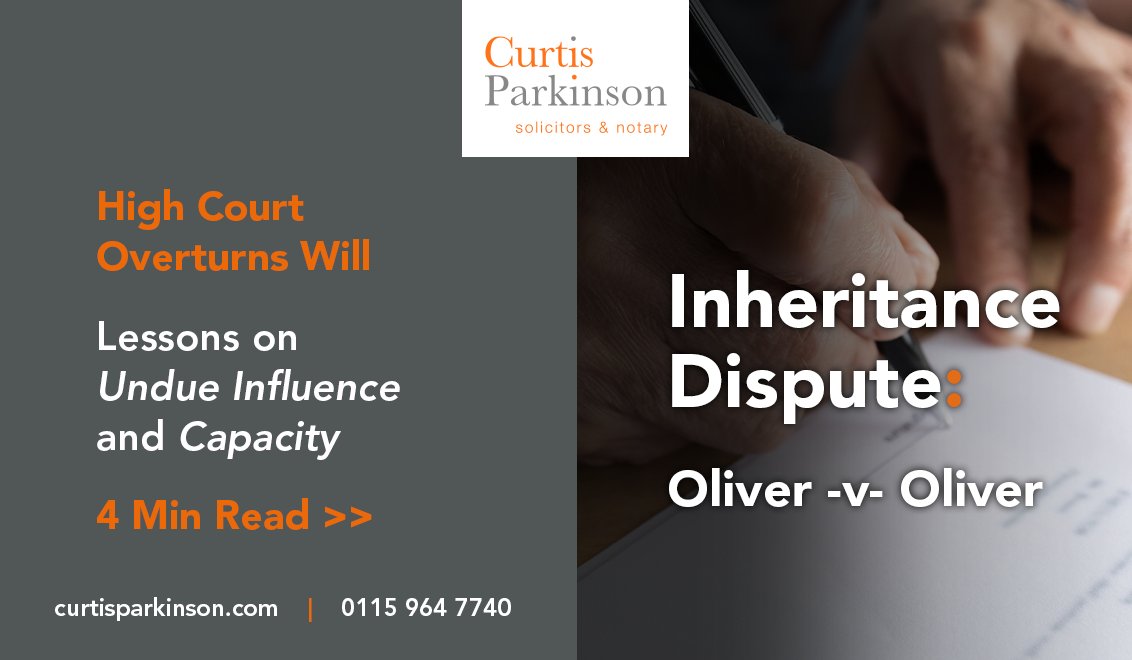CurtisParkinson's tweet image. Even if a Will is professionally drafted, it can still be challenged. The Oliver v Oliver case emphasises the need for careful estate planning.

Find out why 👉 bit.ly/ContestedWillO…

#testamentarycapacity #undueinfluence #wills #legaladvice #Nottingham