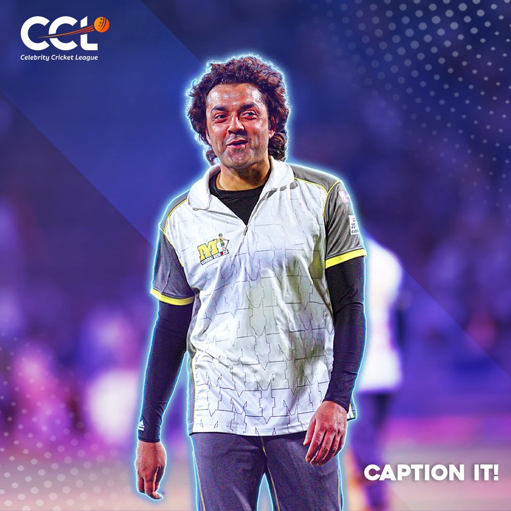 ccl's tweet photo. Time to put your creative hats on! Check out these celebrities caught in action and drop your best captions in the comments below. Let’s see who can make us laugh the hardest!
@bharathhere #BobbyDeol
#Cclt20 #ccl2025 #celebritycricketleague #season11 https://t.co/hELztIDjbF