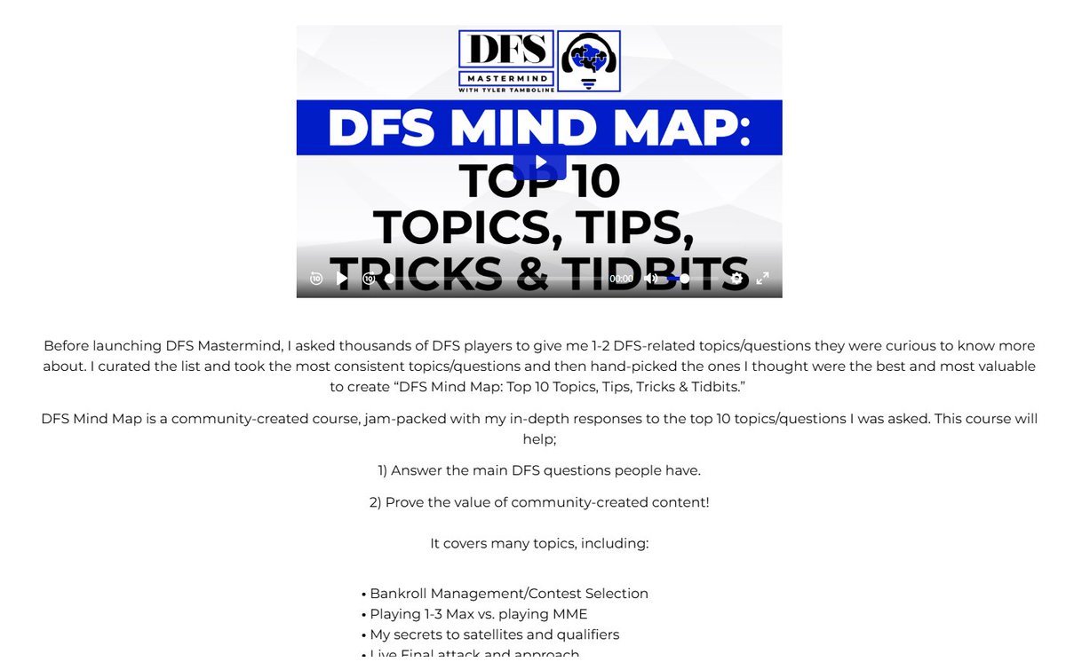 wolfpack2002's tweet photo. I just had my 1-1 for being one of the first 50 to join the DFS Master Mind @ToeTagginTambo created and realized way beyond my value from that call for tips on the FCFWC!  I also learned a lot from the intro video (screenshot below) on contest selection.  Get in this program now! https://t.co/24ZesBlWSd