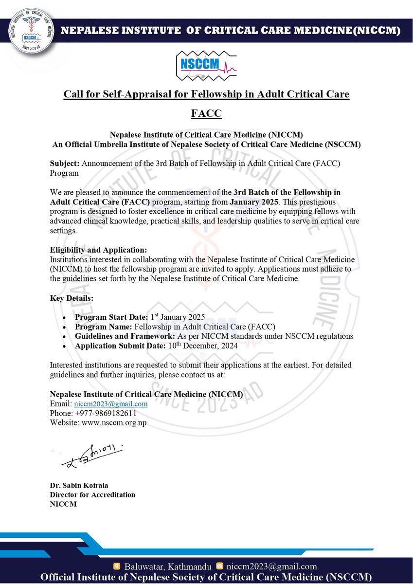 Call for Self-appraisal for FACC