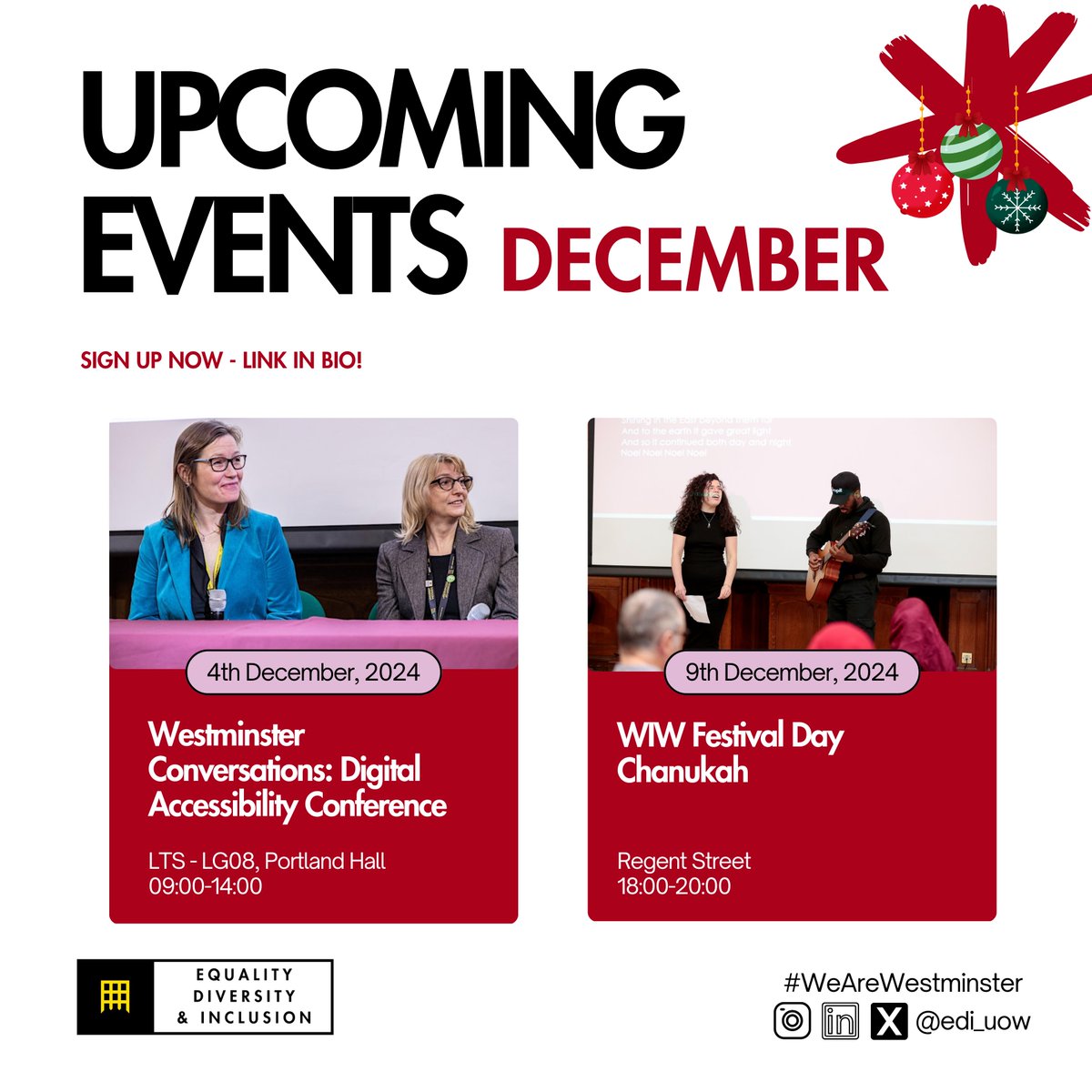 edi_uow's tweet photo. 🎉 December is here, and we’ve got something for everyone! 🎄✨

🌟 Don’t miss these exciting in-person events🎶
Spots are limited, so secure yours now!

👉 https://t.co/zRR35bUCRE 👈

Let’s make this December unforgettable—see you there! https://t.co/qeNPG7yIiy