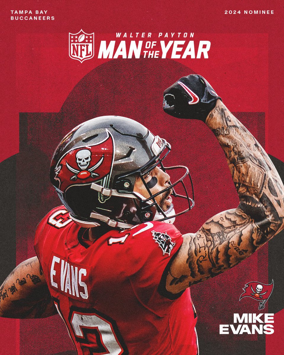Continuing to make a positive impact in Tampa Bay, congratulations to <a href="/MikeEvans13_/">Mike Evans</a> on being named our nominee for Walter Payton Man of the Year! 👏

1 RT = 1 Vote #WPMOYChallenge