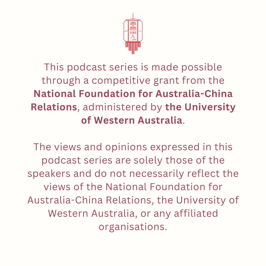 The Two Centuries of Chinese Heritage in Western Australia podcast series is officially live! 🎙✨ Based on original research, these podcasts shed light on the often less-told stories of Chinese heritage in our State. 

Listen now 👉 linktr.ee/chinesewa 🎧