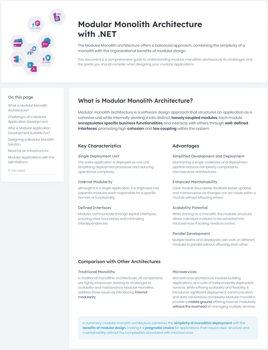 hibrahimkalkan's tweet photo. A compherensive guide to explain what is modular monolith architecture, who is for, what are the challenges, what are the design options, ...

#dotnet #architecture #csharp #aspnetcore

Check it here: https://t.co/WPUVuMHflo https://t.co/PKKGNY5fDo