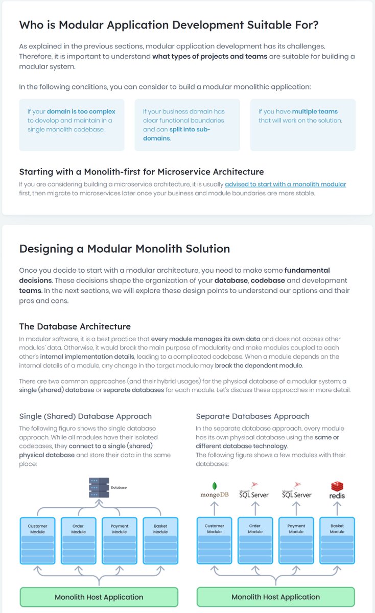 A compherensive guide to explain what is modular monolith architecture, who is for, what are the challenges, what are the design options, ...

#dotnet #architecture #csharp #aspnetcore

Check it here: abp.io/architecture/m…