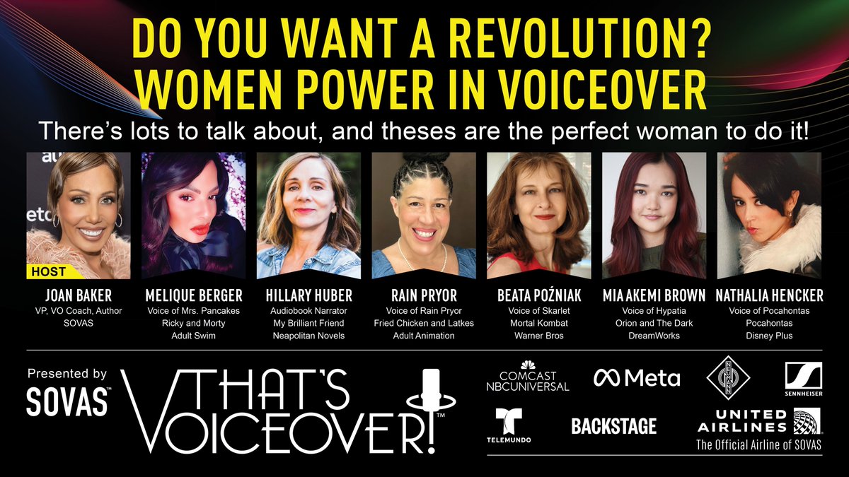 Starting today ! 🚀 That’s Voiceover! 
🎤 DO YOU WANT A REVOLUTION?  WOMEN POWER IN VOICEOVER 

Hosted by the one and only - most incredible trailblazer - Joan Baker! On the panel - women I've always admired:  Melique Berger, Hillary Huber, Rain Pryor, Nathalia Hencker and Mia