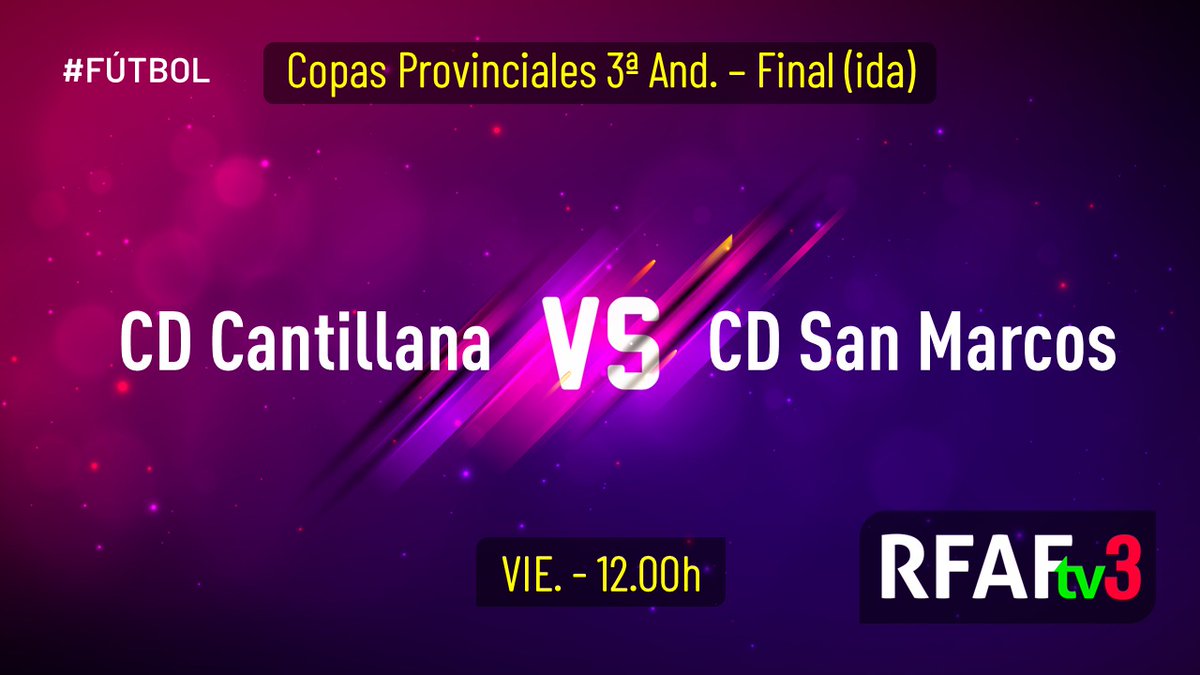 RFAF's tweet photo. ⚽️𝙋𝒖𝙚𝒏𝙩𝒆 𝒅𝙚 𝙇𝒐𝙘𝒐𝙨 𝙙𝒆𝙡 𝙁𝒖́𝙩𝒃𝙤𝒍  

1⃣6⃣ Partidazos hoy  viernes que arrancan a las 12.00 h. 

⚔️ #CDApedem 🆚 @CDAlcazar1926
⚔️ @Candor_CF 🆚 #CDBanús
⚔️@CDCantillana 🆚 @CDSanMarcos
⚔️#LaLiriaBalompié 🆚 @palmar_vr 

📺 En directo #RFAFtv 

💟 #FútbolRFAF