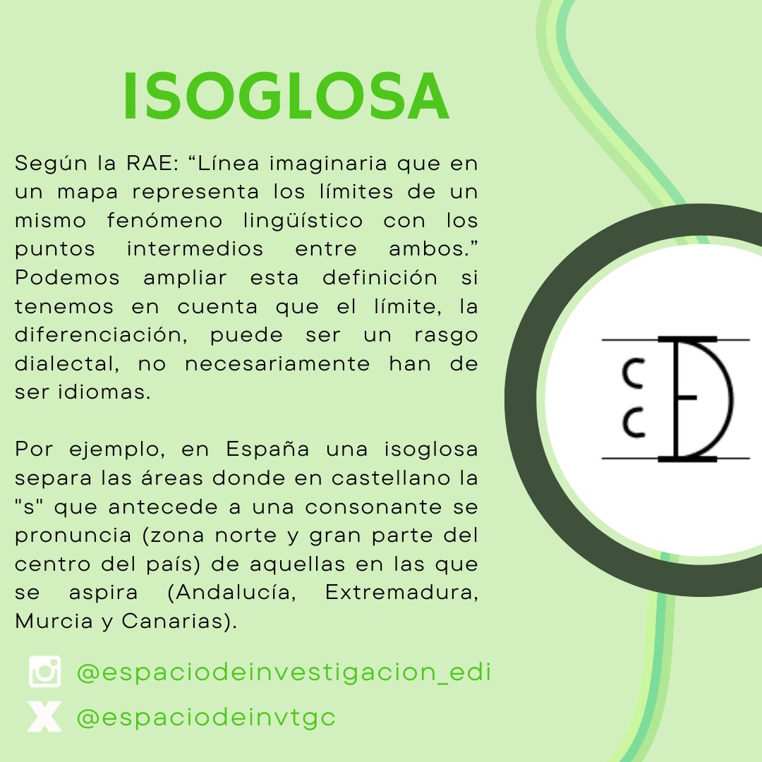 espaciodeinvtgc's tweet photo. Volvemos hoy a hablar de términos que probablemente desconocías, pero que definen cosas bastante cotidianas en tu día a día 🫡.

Aquí estamos hoy para informaros sobre la isoglosa, algo que tenemos presente cada día. Así que ya sabéis, cuaderno, bolígrafo y a aprender 📗🖊️ https://t.co/uUt4ulJ8V4