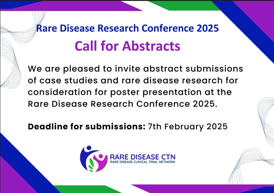 Calling all Rare Disease Researchers!

We invite abstract submissions of case studies and rare disease research for consideration for poster presentation at the Rare Disease Research Conference 2025.

Registration and full programme details to follow!

docs.google.com/forms/d/e/1FAI…