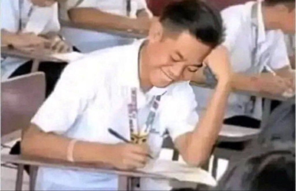 me during an exam laughing at my own
answers:
