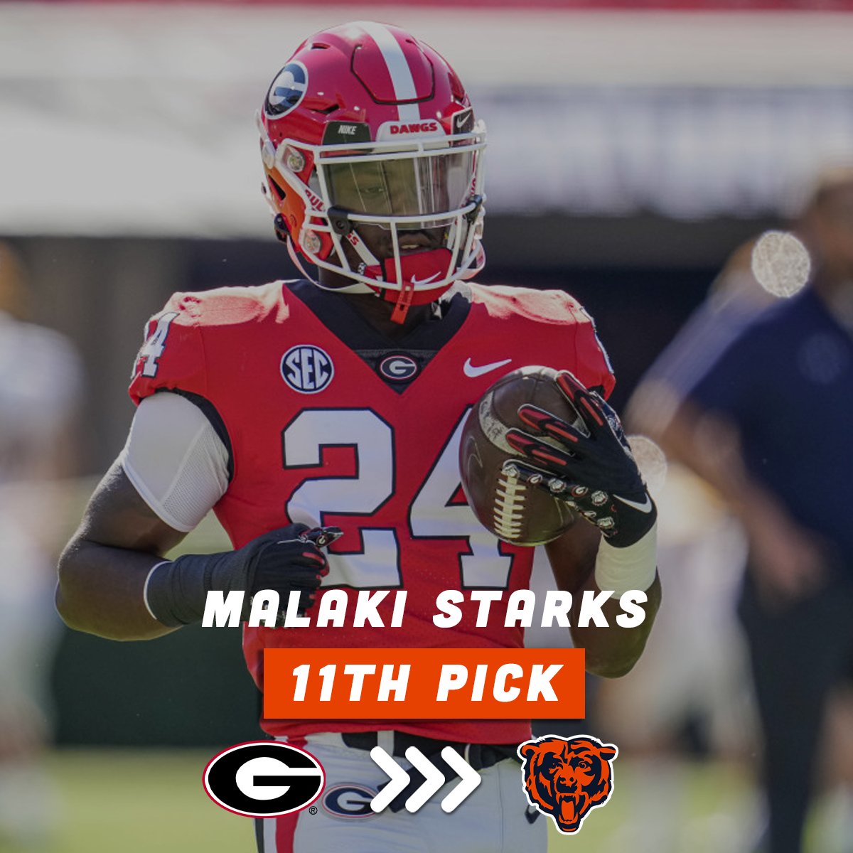 CBS' <a href="/BBrockermeyerFW/">Blake Brockermeyer</a> has the Bears taking Georgia S Malaki Starks with the 11th pick in his latest mock draft🤔

Would you take him?👇 #DaBears