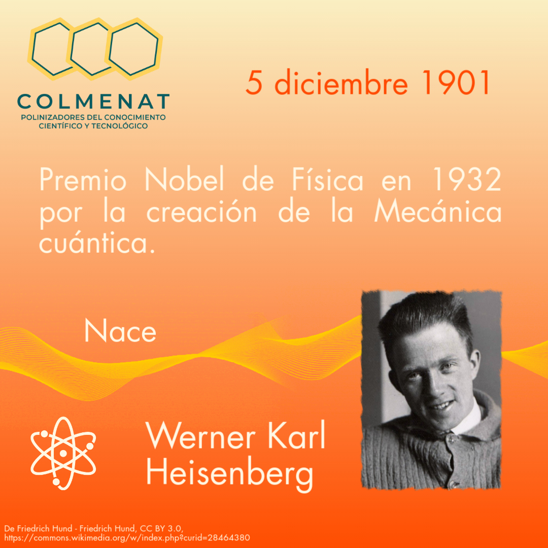 COLMENAT_MX's tweet photo. 5 de diciembre de 1901

Natalicio de Werner Karl Heisenberg

¡Somos polinizadores del conocimiento científico y tecnológico!

¿Ya eres parte de El COLMENAT?
¡Únete a nosotros!

https://t.co/nKQToBCOhq

#COLMENAT
#PolinizadoresDelConocimiento https://t.co/XMUXpw6WiV