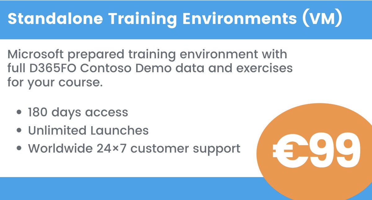 AXcademy's tweet photo. Want a #Dynamics 365 VM (training environment) so that you can practice without affecting a live environment?  
We sell standalone training environments from €99 https://t.co/pIDGmhzSjK
#D365 #Microsoft https://t.co/qGts7HluCJ