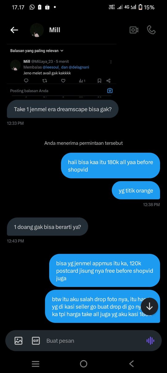 leesoul_'s tweet image. [HELP RT PLS]
intinya aja mau spill BUYER GAJELAS, seenaknya, sampe aku di teror temen2 nya dia @/Millaya_23 
awal kronologi nya 👇🏻dia nge dm aku mau take jenmel nya