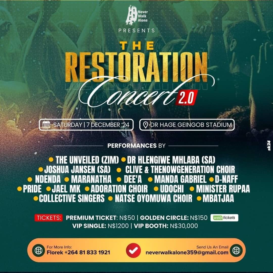 Energy100FMNam's tweet photo. After a successful vol.1, we are set to praise and worship with The Restoration Concert 2.0.

Listen in at 15H30 as @Dazzle_skrywer  chats with the organizer about the event that'll be taking place on the 7th December 2024. https://t.co/rChyIppot3