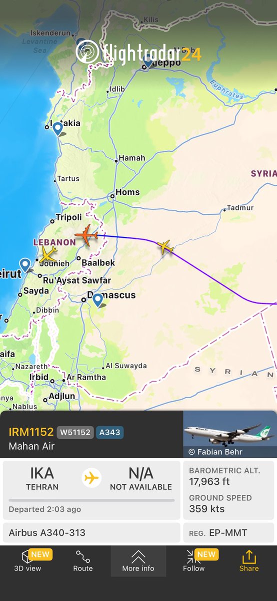 eottolenghi's tweet photo. Flight W51152 from Tehran
https://t.co/gVNtAGuMVN Mahan Air’s aircraft landing in Beirut. #IRGC #aeroterror allowed again to resupply #hezbollah https://t.co/hupschKSQD