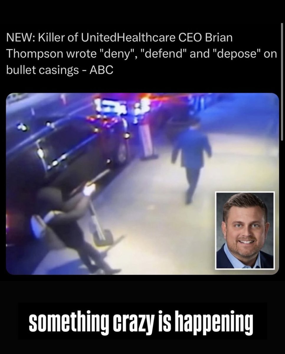 JoshuaCitarella's tweet photo. 5D chess: UHC Brian Thompson assassination represents the ideological victory of Right accelerationism bc they already argue a built-in feature of monarchy (CEO dictatorship) is that when it isn’t working well you can just kill the king. Many seem to agree? https://t.co/gcudTrLXgw