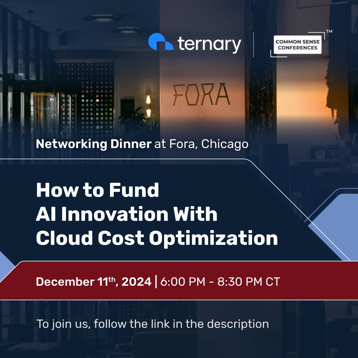 Join us on Dec 11th, 2024, at Fora, Chicago, for an exclusive networking dinner! Learn how to optimize cloud costs and free up funds for transformative AI projects with Sasha Kipervarg from Ternary. 

Apply now: bit.ly/3O9PeWr 

#ai #innovation #networking