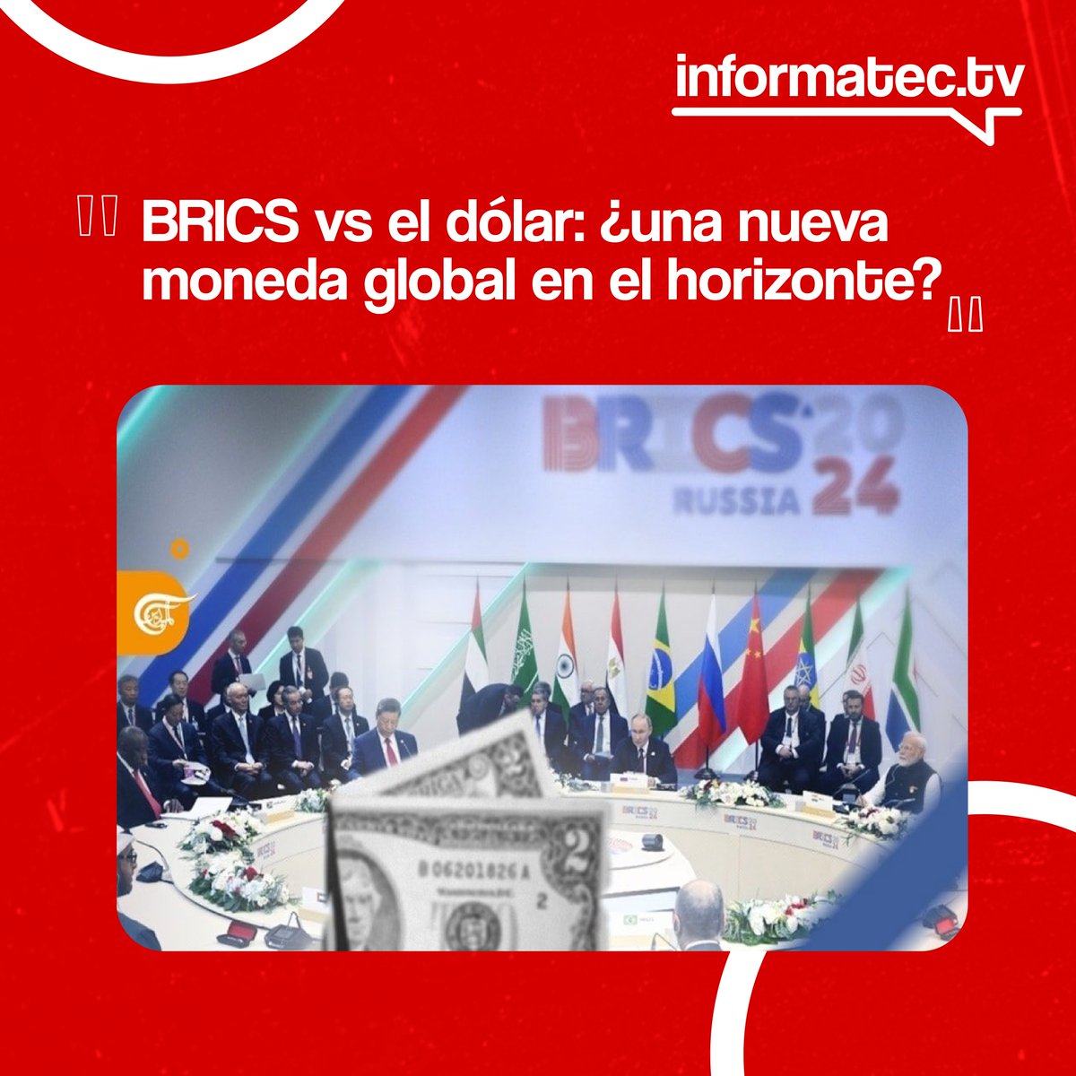 Informatectv_e's tweet image. 🌍💸 Los BRICS estudian crear una moneda común para reducir la dependencia del dólar, pero enfrentan grandes desafíos. Trump amenaza con aranceles del 100 % si siguen adelante. 🤔

➡️Léalo completo en: acortar.link/17FDsx

 #BRICS #EconomíaGlobal #Informatec
