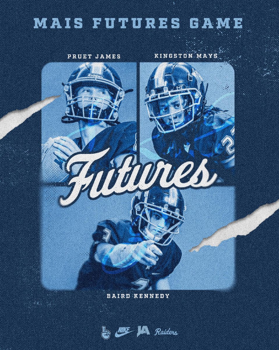 Congratulations to these Raiders for being named to the MAIS Futures Team. They will be participating in the game tonight at MRA at 6:30pm and will be streamed on the MAIS Network.

Pruet James (injured), Baird Kennedy, Kingston Mays

#WeAreJA 
#ChangeYourBest