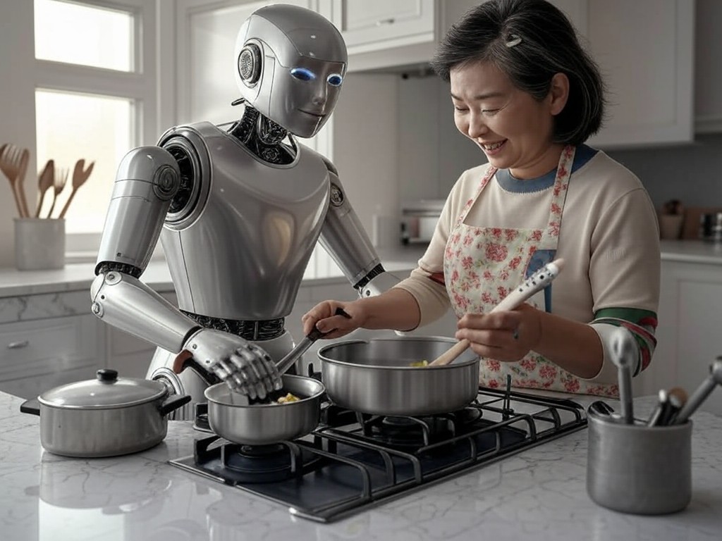 shahnawazkits's tweet image. Imagine a kitchen where your mom has a robotic sous-chef! Ever thought about how tech could revolutionize cooking at home? Check out this cool concept of a robot in the kitchen
#RobotChef #FutureKitchen #TechInCooking #InnovativeCooking #CookingWithAI #KitchenTech #AIinHome #Ai