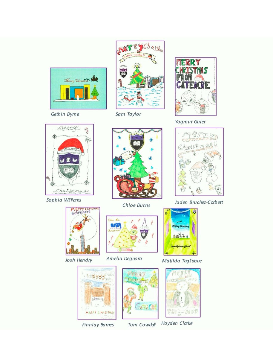 GateacreSchool's tweet photo. Well done to our brilliant KS3winners and runners up in this year's Xmas card design competition. The winner, Sam T, will have his design printed and delivered to all friends of Gateacre School #WeAreNST #WeAreGateacre @Northern_ST #GREATvalues https://t.co/Zsb7OpC1N5