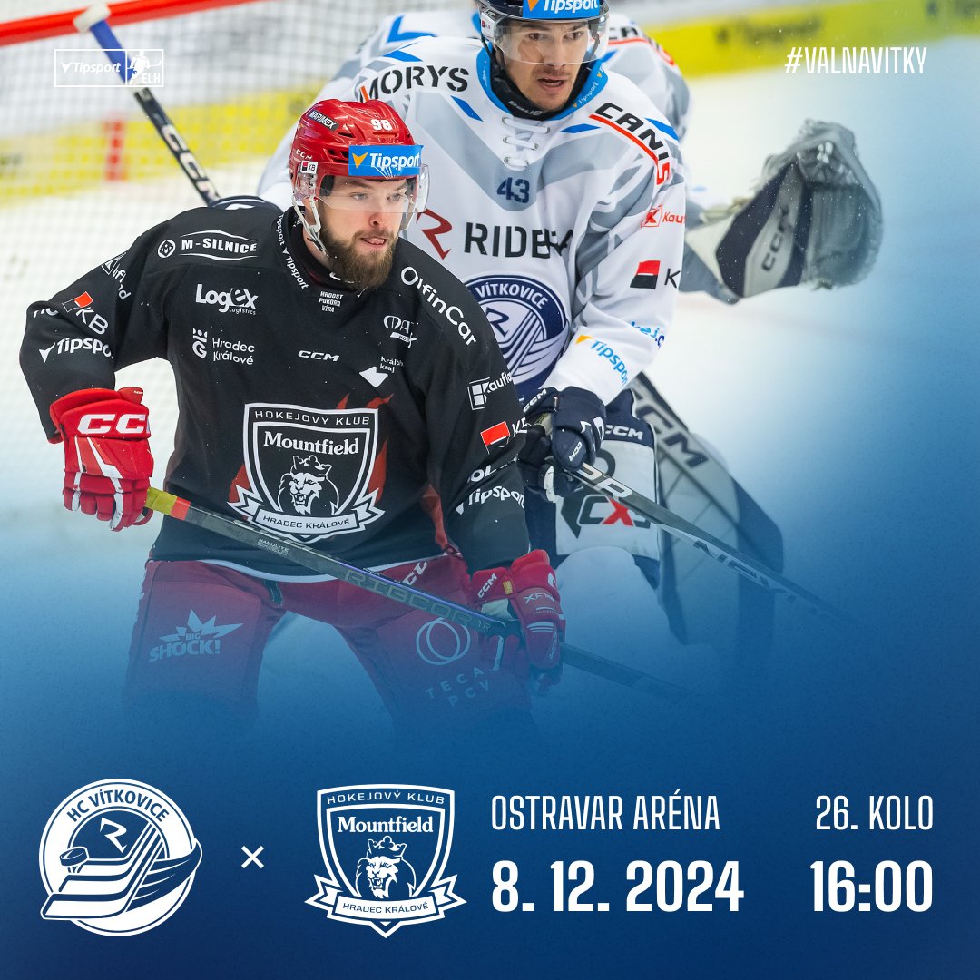 hcvitkovice's tweet photo. GAME DAY| Dnes na domácím ledě přivítáme @MountfieldHK #valnavitky #zavitkovice https://t.co/E6XdRRLOK4