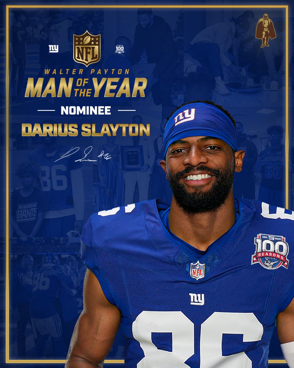 We are proud to announce Darius Slayton as our Walter Payton Man of the Year nominee! 

📰: nygnt.co/wpmoy-24

1 Repost = 1 Vote 🗳️

Darius Slayton + #WPMOYChallenge