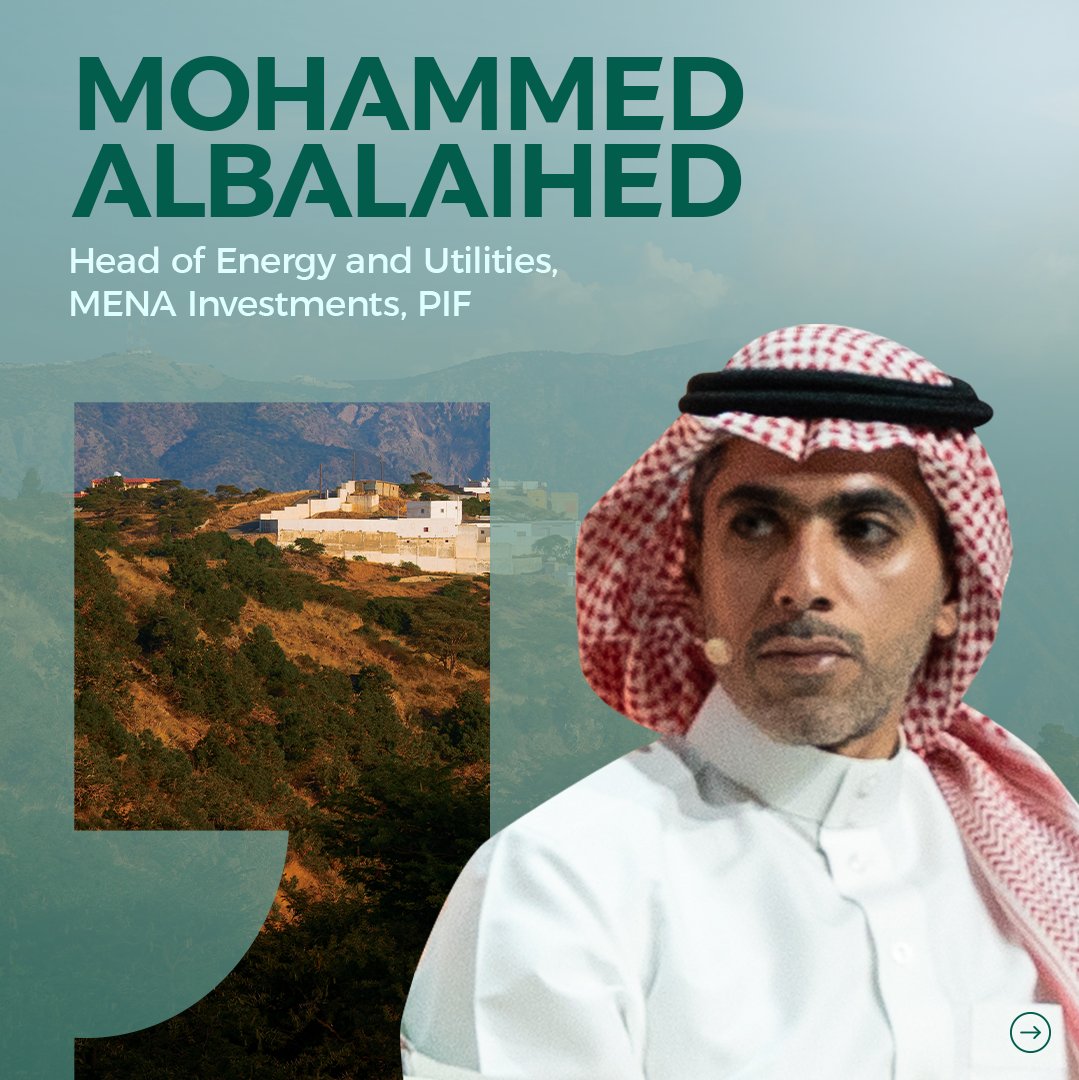 PIF_en's tweet photo. Mohammed Albalaihed, Head of Energy and Utilities, MENA Investments at #PIF, spoke at the Saudi Green Initiative Forum. #SGIForum #SGITalks