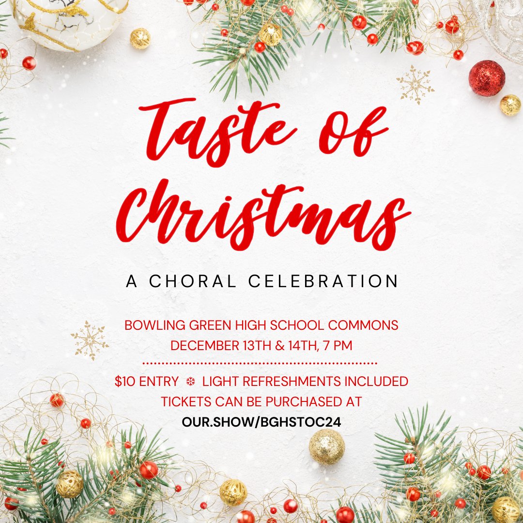 Join us next weekend for our annual Taste of Christmas holiday concert!

Tickets are available now at our.show/bghstoc24
