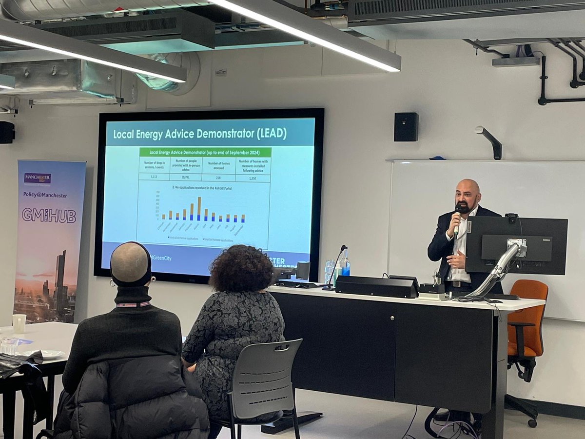 <a href="/UoMSciEng/">UoM Science and Engineering</a> <a href="/greatermcr/">Greater Manchester Combined Authority</a> <a href="/OfficialUoM/">The University of Manchester</a> 🏛️Next up, Anees Mank, Programme and Policy Lead for Retrofit at <a href="/greatermcr/">Greater Manchester Combined Authority</a>, discusses how improving energy efficiency standards can be achieved at the local level and what steps the GMCA is taking to make this happen <a href="/UoMSciEng/">UoM Science and Engineering</a>