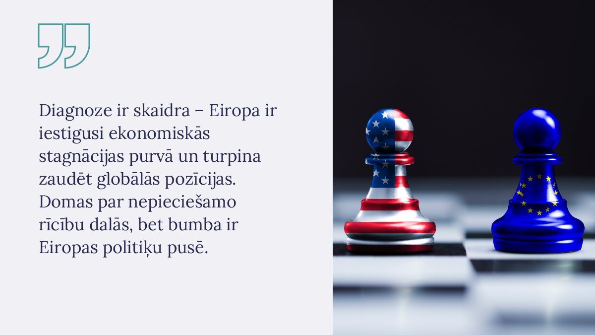 📊Eiropa ekonomikas produktivitātes kāpumā jau ilgstoši atpaliek no tādiem globālajiem konkurentiem kā ASV. Izskanējušās idejas, kā tikt ārā no stagnācijas purva, te apkopojusi ekonomiste Krista Kalnbērziņa (<a href="/KristaKalnbe/">Krista Kalnberzina</a>)⬇️ makroekonomika.lv/blogi/meginot-…
