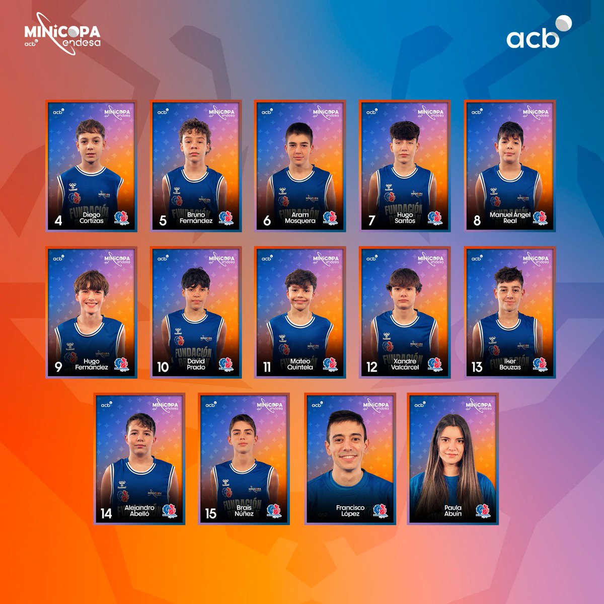 ACBCOM's tweet photo. ¡Vuelve la COLECCIÓN de CROMOS de la #MinicopaEndesa!

Conoce a la plantilla del @Fund_Breogan, que disputará este torneazo en Tarragona a partir de mañana.

𝓓𝓸𝓷𝓭𝓮 𝓷𝓪𝓬𝓮𝓷 𝓵𝓪𝓼 𝓮𝓼𝓽𝓻𝓮𝓵𝓵𝓪𝓼  💫 

| @CBBreogan https://t.co/7Wvpc0GMrp